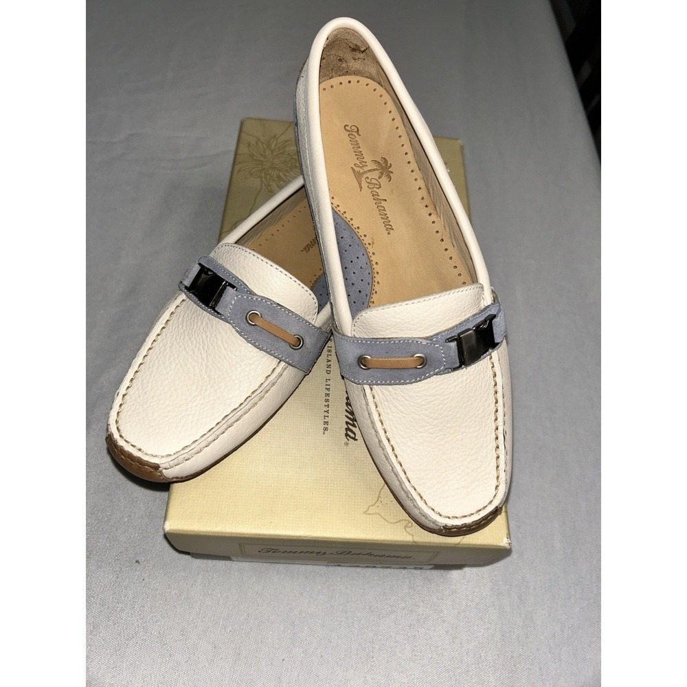 Tommy Bahama Port O Hannah White Faux‎ Leather Loafer Flat Women's Size 7M